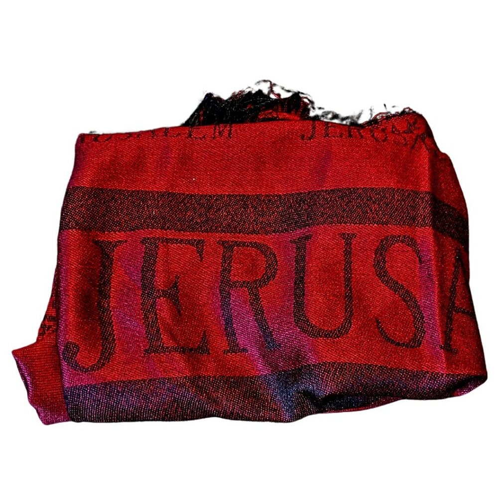 Cashmere Black Red Jerusalem Long Soft Warm & Elegant Scarf - Sizer OS (Adult)